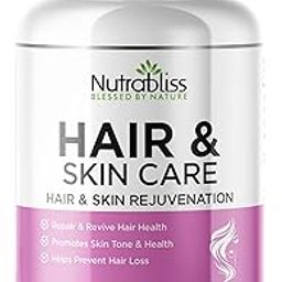 Nutrabliss Hair & Skin Care Tablets with Glutathione Biotin Collagen Peptides NAC Astaxanthin CoQ10 Vitamin E Zinc Dandelion for Hair Fall Control Keratin Nails Support Skin Health | 60 Tablets-image-25