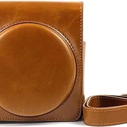 Shopizone® Vintage PU Leather Compact Case for Fujifilm Instax Square SQ6 Camera Bag with Adjustable Shoulder Strap - Brown-picture-0