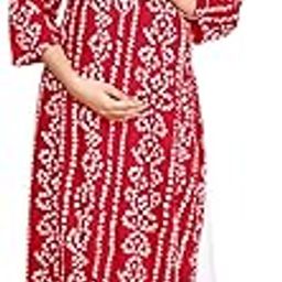 Bandhej Printed Maternity & Feeding wear Straight Kurti with Gota Detaling and Invisible Zip on Both Side-image-3
