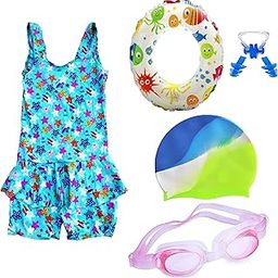 THE MORNING PLAY Premium Girls Swimming Kit with Swimming Costume Swimming Goggles Swim Ring Swimming Cap Ear Plug and Nose Plug-image-93