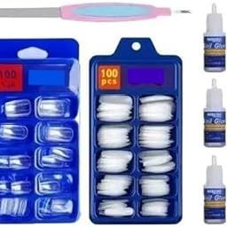 Professional Artificial Nail Kit, 200 Pieces White and Transparent Tips with 3 Nail Glues, Nail Filer-image-99
