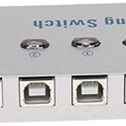 RuhZa 4 Ports USB 2.0 Auto Sharing Switch KVM HUB, USB 2.0 Auto Sharing Selectors Switch KVM 4 Port HUB for PC Scanner Printer, 4 PCs Share 1 USB Device.-0