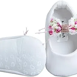 hopscotch Girls White Fabric Bow Applique Booties-picture-20