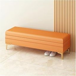 LEGACY OF COMFORT Hanium Storage Bench Storage Ottoman Bench 2 Seater Sofa ModernOttoman forBedroom Living Room EndofBed Hallways Ottoman Foot Rest with Safety Hinges End of Bed Stool (Orange)-image-15