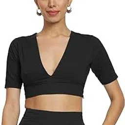 thevasa Women's Everyday Divine Depth V Neck Half Sleeves Blouse-picture-28