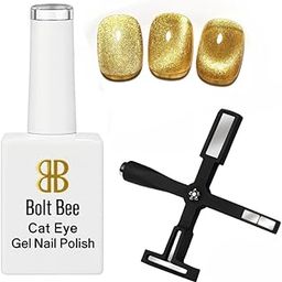 Brille Bee Cat Eye Magnetic Gel Nail Polish, 5 in 1 Magnet Set, 3D Shimmering Effect, UV LED Soak Off (Gold)-image-107