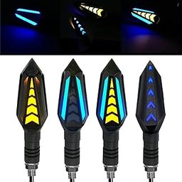 GONAMA Universal Universal 4Pcs Motorcycle Turn Signals Double Color Led Yellow Amber Flowing Blinker and Blue Daytime Running Indicator Compatible with All Bikes-image-97