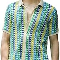 campus sutra Men's Polyester Cubic-Ripple Shirt for Casual Wear | Cuban Collar | Short Sleeve | Button Closure | Shirt Crafted with Comfort Fit for Everyday Wear-picture-30
