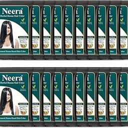 Neera Harbal No Ammonia Long Lasting Natural Henna Based Hair Color for Men And Women 10 GRAM (Pack of 20, Natural Black)-43