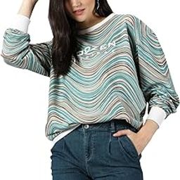 Oversized | Loose Fit |Full Sleeves Cotton Loopnet Round Neck T-Shirt for Womens/Girls-image-85