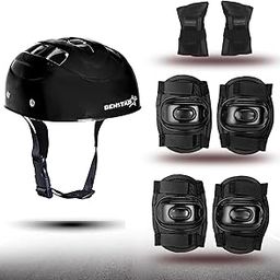 Benstar Skating Guard Protective Kit Cycling Safety Kit for Kids Set of 7pcs Skating Guard Combo (Black)-10