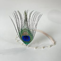 Floralbee Peacock Feather Nylon Baby Headbands/Kids Hair Accessories, Blue, Krishna Janmashtami Hair Accessories for Babies FBHBJ-2-image-22
