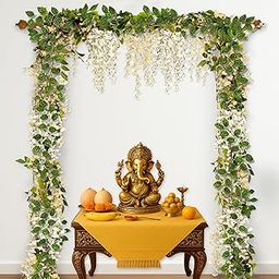 SpecialYou® Ganpati Decoration Setup for Home with Wisteria for Ganpati Decoration Backdrop, Pooja Room Decor Items, Ganesh Decoration Items for Home Decor - 14 Pcs-image-53