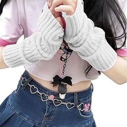 Arm Warmers Goth Arm Sleeve Winter Fingerless Gloves Knit Mitten Long Gloves Wrist Warmer With Thumb Hole-39