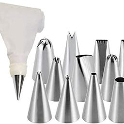 Inditradition 13 Pieces Cake Icing Decoration Tool Set | 12 Different Nozzles, 1 Icing Piping Coupler Bag (Food-Grade, Stainless Steel)-picture-12