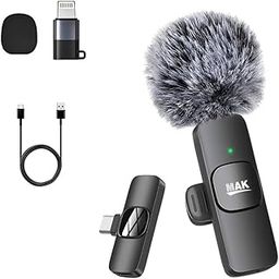 MAK Wireless Mic With Fur Windscreen, Noise Reduction Mic, Wireless Microphone for Youtubers, Vlogging, Recording, Compatible with Android/iOS/PC (Black, Single Mic)-7