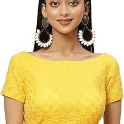 Women's Readymade Pure Viscose Georgette Short Sleeve Chikankari & Sequin Padded Saree Blouse-image-94