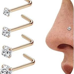 20G 4 Pcs Stainless Steel Nose Rings Studs L-Shape Piercing Body Jewelry 1.5mm 2mm 2.5mm 3mm RSG-image-87