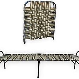 AARAM CHARPAI UDYOG Folding Bed Cot for Sleeping Single Size A1 Niwar 6 Leg Supports Unique Design Space Saving| Round Metal Frame| Portable| Lightweight (Standard, 30X72 inch)-10