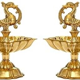 Copperika Pure Brass Peacock Diya 3.5Inc Height (Pack of 2)| Weight 110gm | Kuthu Vilakku Decoration Items for Home Decor| Deepam for Pooja Mandir Diwali Indian Puja Ganesh Chaturthi Return Gift-26