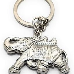 Double Sided Rajwadi Hathi or Elephant Metal Keychain (Silver)-picture-27