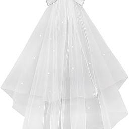 Cerun 1 Pcs Luxury Wedding Veil Short Veil Bachelorette Party Bridal Veil Wedding Bow-Knot Veil White Tulle Hair Clip Tulle Wedding Party Hair Accessories for Women and Girls-image-61