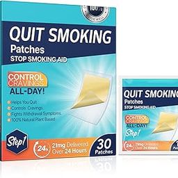 Quit Smoking Patches Step 1 Stop Smoking Aids Patches, 30 Count Quit Smoking Stickers That Work with 2 Weeks, Anti Smoking Patches 21mg-15