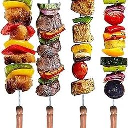 R Dabhi BBQ Skewers Long Sticks for Tandoor Barbecue Grill Steel Long Strip with Wooden Handle, Pack of 4pc-image-53