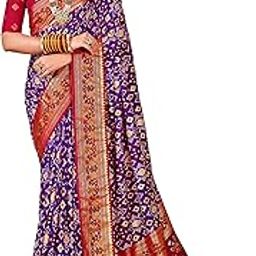 Women's Tussar Silk Ikat Printed Saree With Unstitched Blouse Piece-image-18