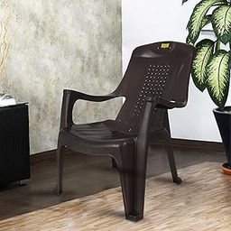 Patiofy Comfort Sit Single Chair for Living Room Set of 1/ Plastic Chair with Arm Rest/Plastic Chair with Full Back Support/Weight Holding Capacity- 200Kgs (Pack of 1- Brown)-32