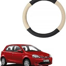 Car Steering Wheel Cover Black/Beige Colour Suitable for Toyota Etios Liva-image-7