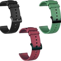 19mm Watch Strap Band Soft Silicone Replacement Wristband with Metal Buckle Straps Belt Compatible with Noise ColorFit Pulse, Beat, Pro 2/Oxy & Boat Strom (19MM) Black,Wine,Green-89