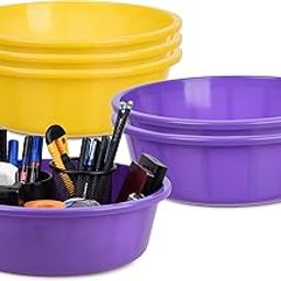 Homestic Pack of 6 Desk Organizer | Stationery Organizer | Multipurpose Storage Organizer | Office Supplies for Pen-Pencil-Staplers | Desktop Organizer | 6 LTR | Yellow & Purple-image-50