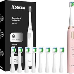 Sonic Toothbrush with 8 Brush Heads, Pink Electric Toothbrush for Women and Girls with Fast Charge 4 Hours Last 60 Days, 2-Min & 30s Smart Timer, IPX7 Waterproof, Type-C Charging-image-28