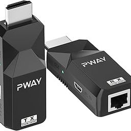 PWAYTEK HDMI Extender Over Single RJ45 Cat6/5e Ethernet Cable Up to 400ft Transmit Distance with Zero Latency,Support UHD1080P@60HZ Resolution and EDID Copy Function,POC Supply (400FT)-62