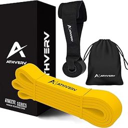 ATHVERV Heavy Resistance Natural Rubber Assist Band with Door Anchor for Pull Up Stretching, Mobility Workouts, Home Fitness and Exercise (Yellow)-image-60