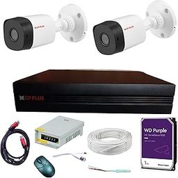 CP PLUS 2 CCTV Camera Full Set with WD 1TB/ 4 CH DVR 265+/ CP 2.4MP Outdoor -2 Nos/CP SMPS/ CP HDMI/ 3+1 Cable Bundle 90 Mtrs- 1 Nos (1 BNC & DC Free)-17