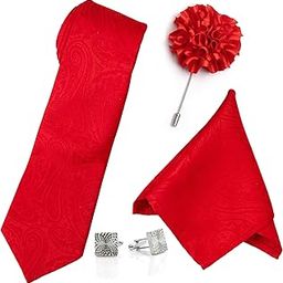 Men's Jacquard Tie, Pocket Square, Cufflinks & Lapel Pin-image-82