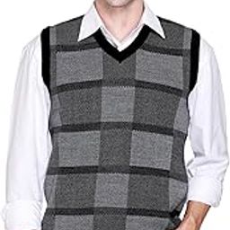 Sleeveless V Neck Woollen Sweater for Men-image-4
