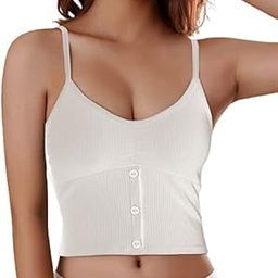 NanEdeg Women's Girls Thin Strap Sling Spaghetti Tank top Stylish Breathable Chest pad Beauty Comfortable Camisole Crop top Bralette Free Size (28 Till 32) Pack of 1-picture-21