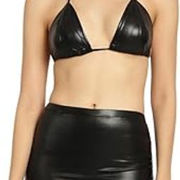 Halter Neck Solid Swimwear Bikini Set | Black Swim Bikini with Tie-Up Halter Neck and Skirt | Beach Wear for Women (AISW-139A)-picture-41