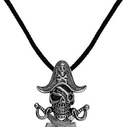 Biker Jewellery Viking Skull Head On Cap With Black And Silver Zinc Metal And Cotton Dori Pendant Chain For Men And Women SPn2022883-image-97