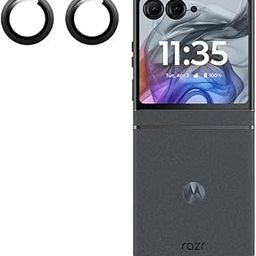 Amazon Brand - Solimo Camera Glass Lens Protector Ring for Motorola Razr 50 Ultra Case Friendly with Edge to Edge Coverage and Easy Installation (Black)-2