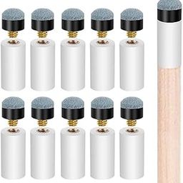 QEEGO 10 Sets Billiard Cues Tips Replacement with White Pool Cue Stick Ferrules, billiard cues tips, Screw On Pool Cue Tips Pool cue Tips Replacement kit, 12mm/13mm (Blue)-image-56