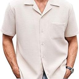 Casual Waffle Knit Front Open Tshirt for Mens M to 3XL-image-18