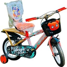 CLIFF CROXS Kids Cycle 2to4 Yrs with Support Wheel & Backseat Bicycle 12T Road Cycle (Single Speed, Orange, Rigid)-image-0