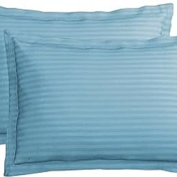 Amazon Brand - Umi 220 TC Premium Glace Cotton Solid Striped Pillow Covers | Super Soft and Breathable Envelope Closure| Set of 2 Pieces Pillow Covers King Size (Aqua, 20 x 30 Inches)-image-44