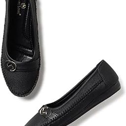 marc loire Women Slip-On Flats Loafers | Formal Shoes with Textured Design & Buckle Embellishment | Casual & Office Wear Footwear with Comfortable Sole-picture-1