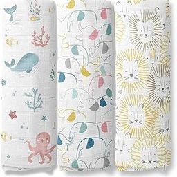 haus & kinder 100% Cotton Muslin Swaddle for New Born Baby-Soft Swaddle Cloth for New Born | Baby Swaddle Wrap for New Born | Multicolor Muslin Cloth for New Born Baby Set, Swaddlers, 3 Pc, 100x100cm-picture-15