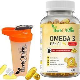 HerboFarm Omega-3 Fish Oil 2500mg – 60 Softgels (Free Sipper) | 892mg EPA & 594mg DHA | Supports Brain, Heart, Eye & Joint Health | For Men & Women | Salmon Fish Oil-image-46